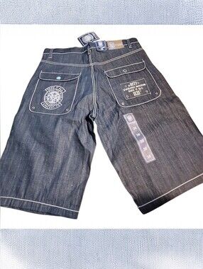 NWT Evolution In Design Baggy Denim Shorts Jorts Contrast Stitch Y2K Skater 38